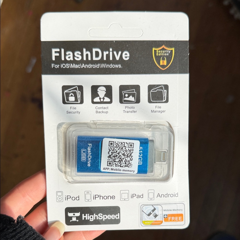 512GB Blue FlashDrive for iOS, Mac, Android, Windows